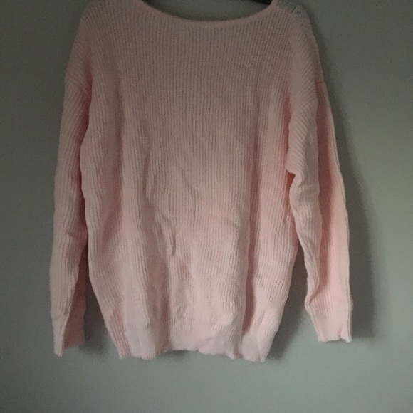 Chunky Pink Open Knit Sweater - Picture 4 of 4